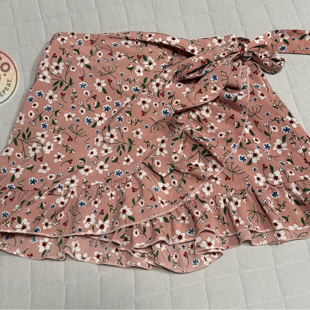 Floral Pink Wrap Skort